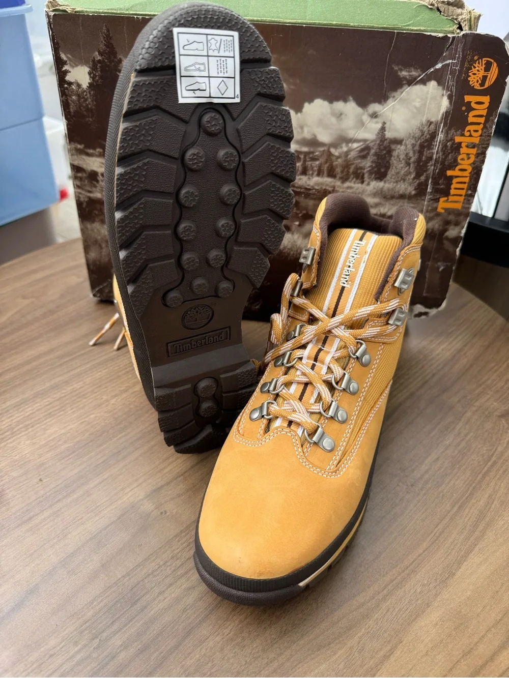 Timberland Tan Leather Hiking Boots with Brown Accents